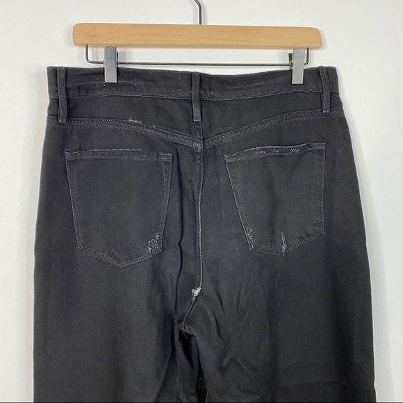 Frame Ali Wide Leg Crop Button Fly Black Jeans 31 - Picture 4 of 11